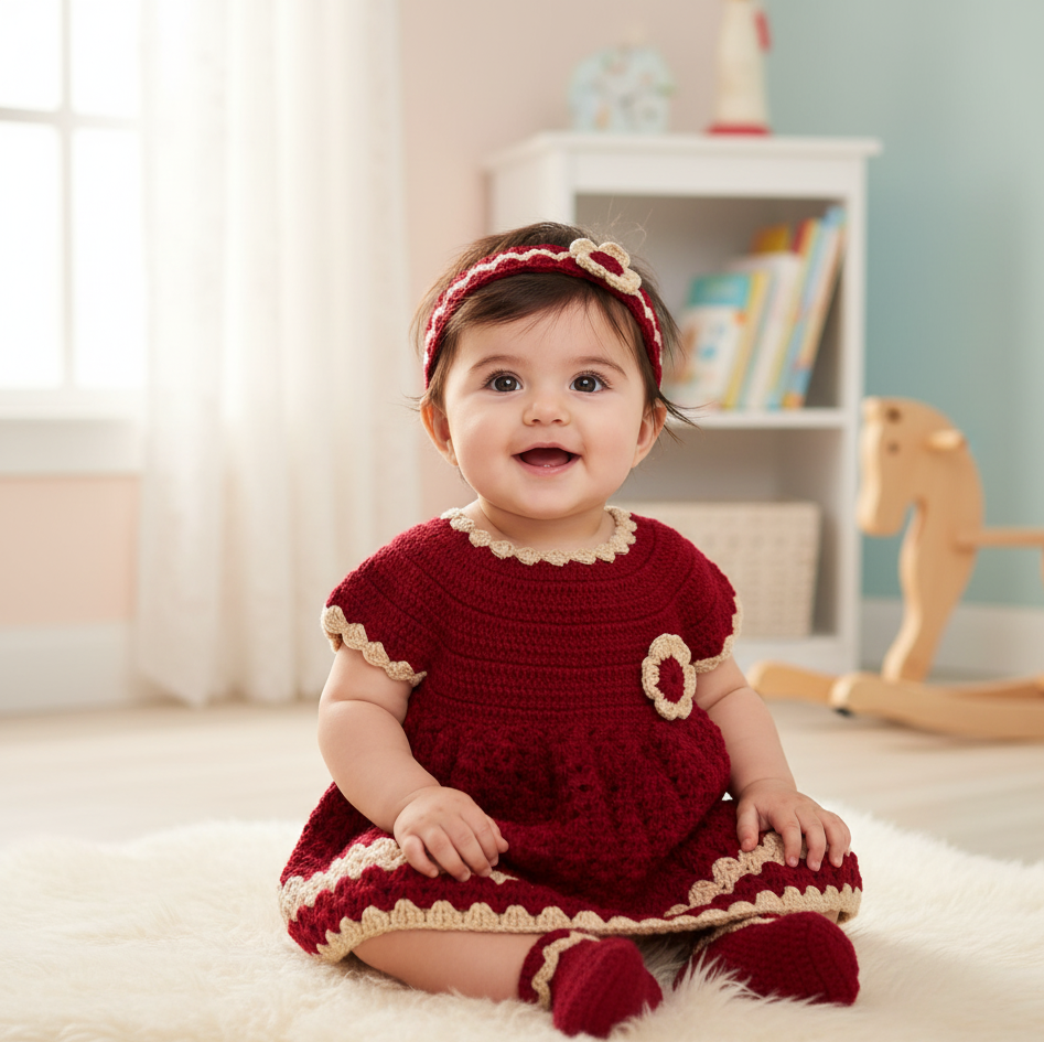 Maroon Frock baby girl